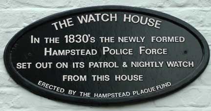 The plaque for the first Hampstead Police force watch house.